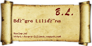 Bögre Liliána névjegykártya